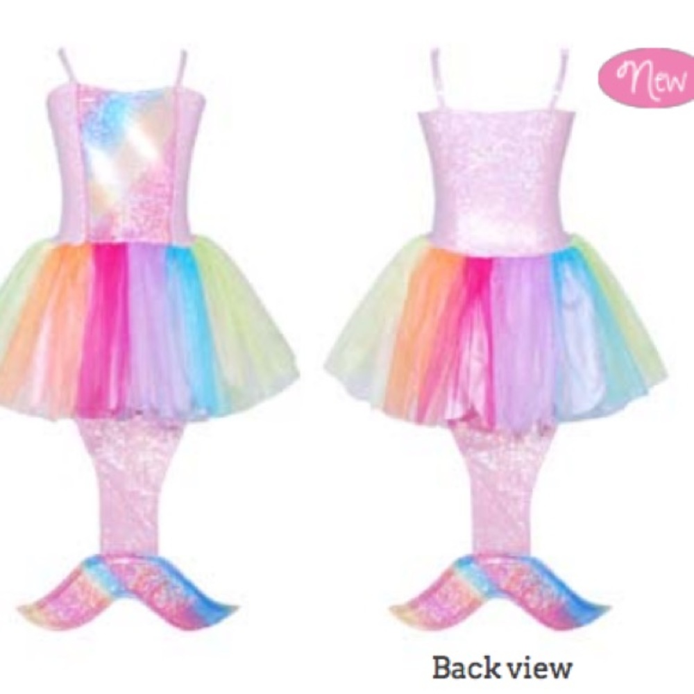 NWT mermaid dress with tail pink rainbow tutu skirt Halloween costume